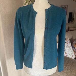 Women’s New York & Company Teal Knit Button-Up Cardigan